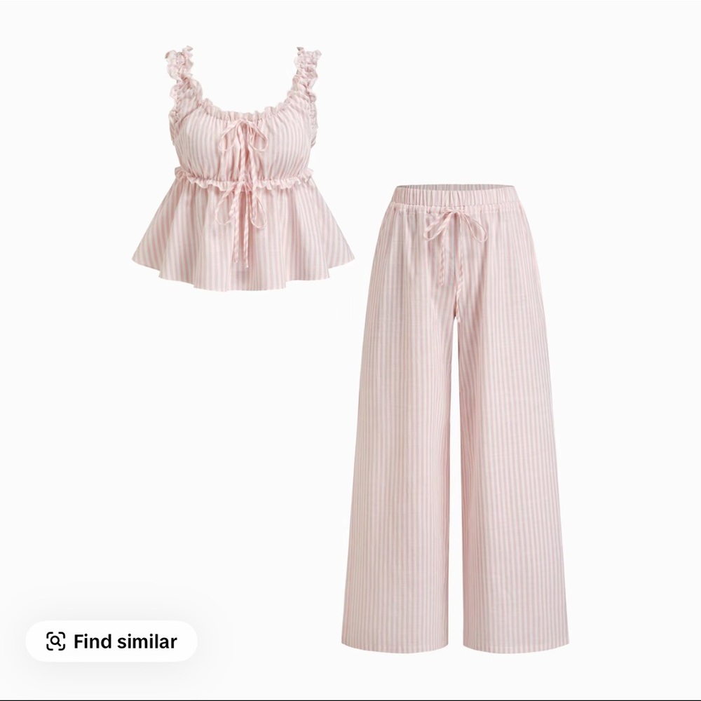 CIDER Cotton Blend Pink Stripe Loungewear Set
